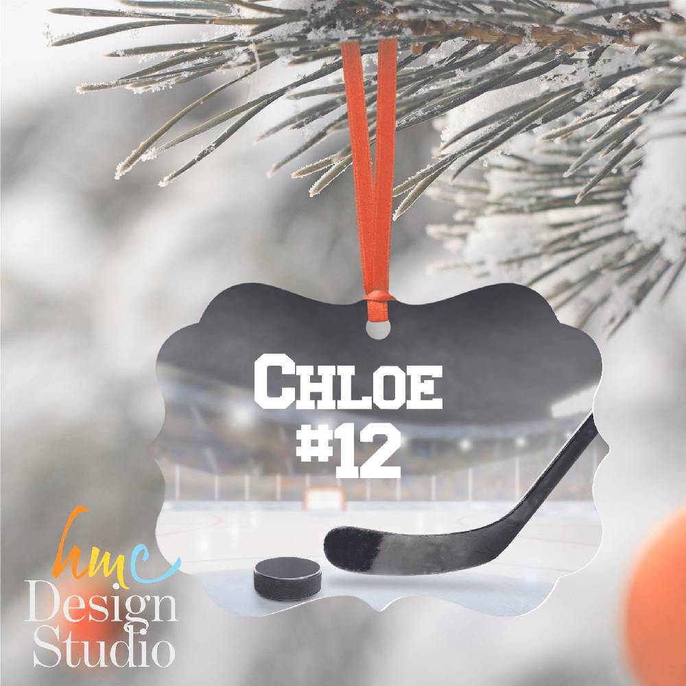 Hockey Christmas Ornament. Hockey Number Christmas Ornament. Aluminum Christmas Ornament. Custom Hockey Ornament. Hockey