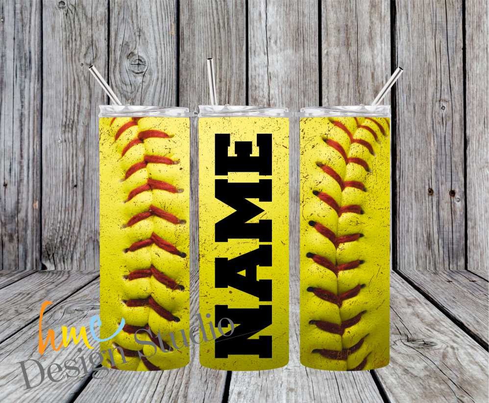 Softball Tumbler, Softballball Mom Tumbler, Distressed Softball Tumbler