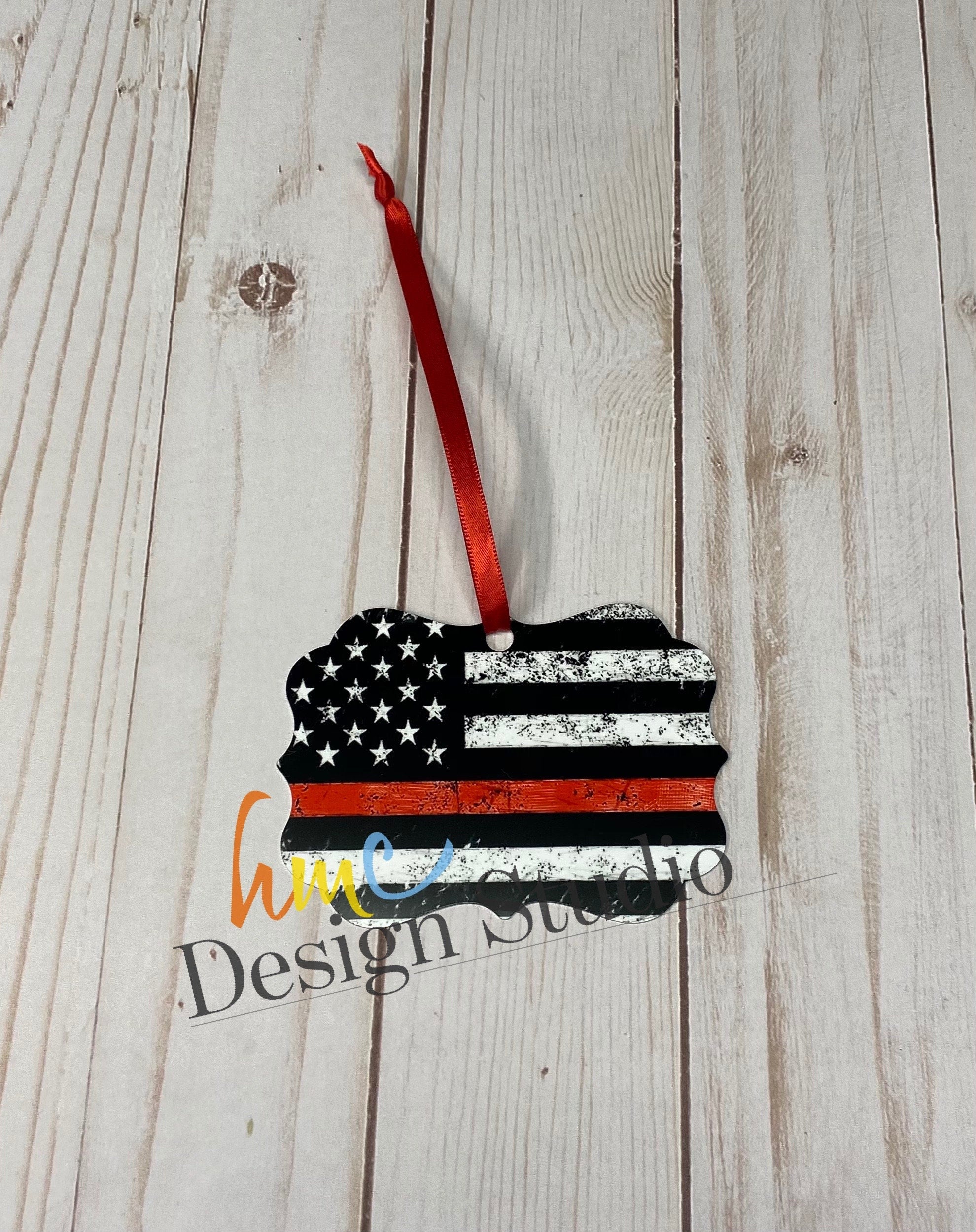 Red Line Distressed Ornament, Blue Line Distressed Ornament, Thin Red Line, Thin Blue Line, Christmas Ornament