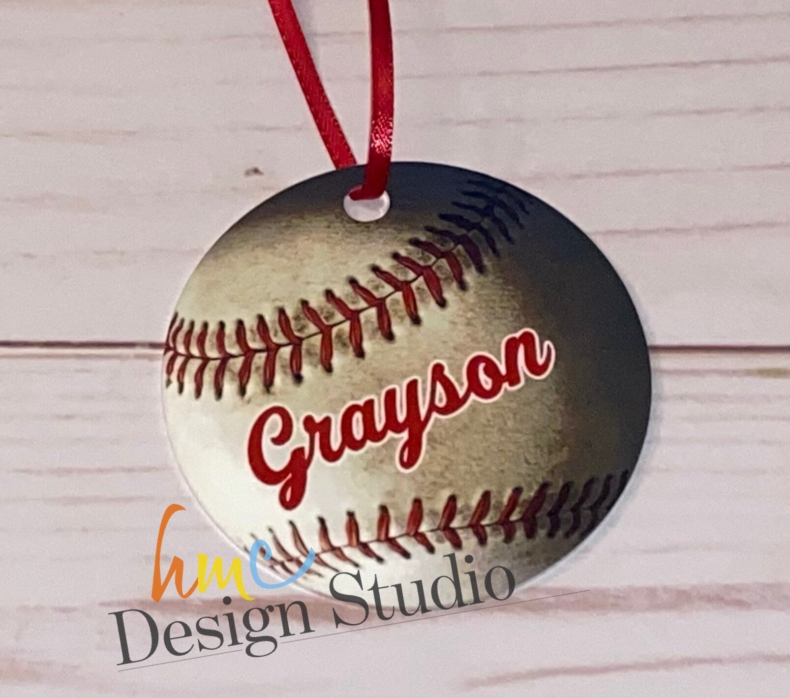 Custom Baseball Ornament. Personalized Baseball Christmas Ornament. Baseball Number Christmas Ornament. Aluminum Christmas Ornament. Sports